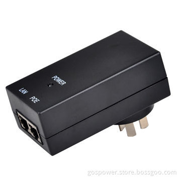 Wall Mount 24V DC Single Port PoE Midspan Injector with 19.2W Power